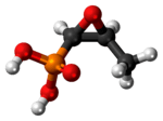 Ball-and-stick model of the fosfomycin molecule