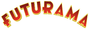 Red capital letters with a yellow border that spell out "Futurama"