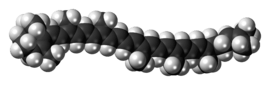 Space-filling model of the γ-carotene molecule