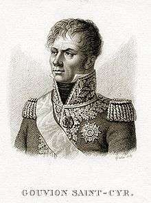 Print of determined-looking man in elaborate military uniform