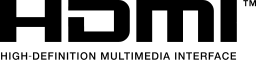  The HDMI logo with the acronym "HDMI" in a large font at the top with the unabbreviated term (High-Definition Multimedia Interface) below in a smaller typeface. There is a trademark logo to the right of HDMI.