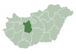 Map of Hungary highlighting Fejér County