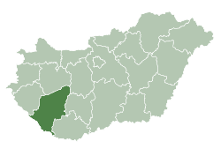 Map of Hungary highlighting Somogy County