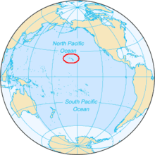 World map with Hawaiian islands in the middle