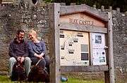 A couple at the castle in Hay during the festival