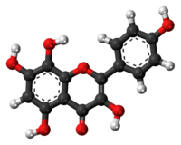 Ball-and-stick model of the herbacetin molecule