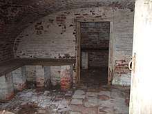 Vaulted brick basement underneath Hirst Priory.  Built in 18th Century for cold storage of game