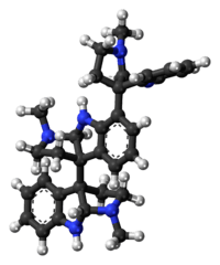 Ball-and-stick model of the hodgkinsine molecule