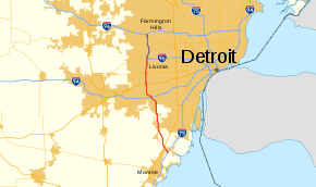 I-275 bypasses Detroit to the west running from I-75 in Monroe County to an interchange with I-96 and I-696 in Oakland County.