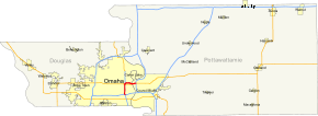 Omaha regional map with I-480 highlighted in red.