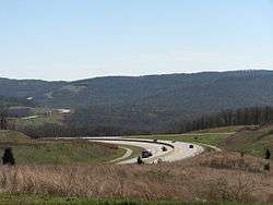 Interstate 540 winds through the Boston Mountains