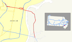 A map showing major roads in the Philadelphia-Camden area. I-676 runs east across Philadelphia before entering Camden, where it turns south.