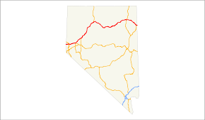 Red line spanning northern Nevada with a blue line spanning Southern Nevada.