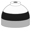  Illustration of cylinder shoulder painted in black (lower) and white (upper) bands for a mixture of oxygen and nitrogen.