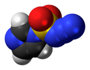 Space-filling model of the imidazole-1-sulfonyl azide molecule