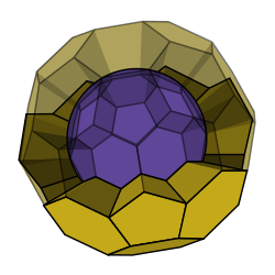 Cut away diagram of soccer ball like arrangement, with an inner and an outer ball.