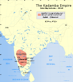 Map of Kadamba Empire in 500 AD