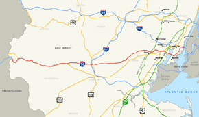 A map of northern New Jersey showing major highways. I-78 runs east–west across the state.