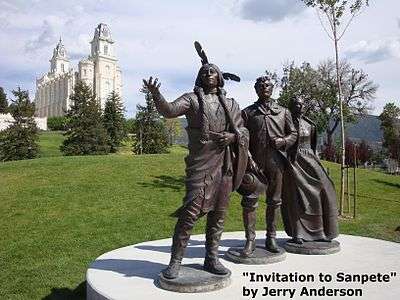 A statue of Chief Walker at Pioneer Heritage Gardens in Manti, Utah.