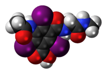 Space-filling model of the ioglicic acid molecule