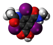 Space-filling model of the iotalamic acid molecule