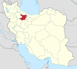 Map of Iran with Qazvin highlighted