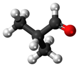 Ball-and-stick model of the isobutyraldehyde molecule