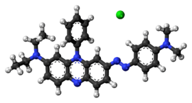 Ball-and-stick model of the component ions of Janus Green B