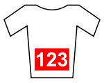 A white jersey with a red number bib