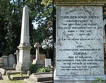 A granite obelisk surrounded by other gravestones