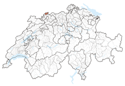 Map of Switzerland, location of Basel-Stadt highlighted