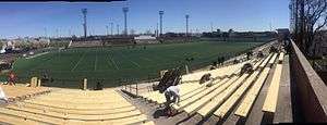 Panorama of Keyworth Stadium facing east during renovations in 2016.