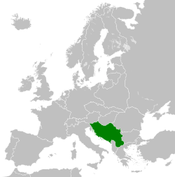 map highlighting the location of Yugoslavia