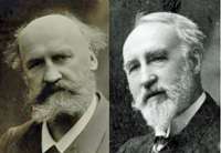 head shots of two 19th century professors, bearded and balding