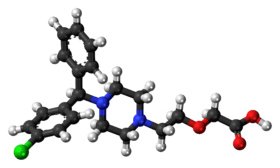 Ball-and-stick model of the levocetirizine molecule