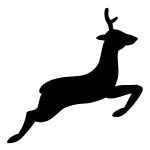 Graphic of Canteloupe, Libreboot's mascot, which is a running deer in black and white