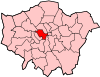 Location of the London Borough of the City of Westminster in Greater London