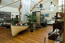 Photograph of the main room of the Lord Howe Island Museum with diversity of exhibits