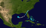 Weather map of Hurricane Love, the final storm of the season