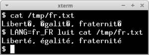 luit rendering ISO 8859-1 accented characters on a UTF-8 terminal emulator.