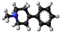 Ball-and-stick model of MPTP