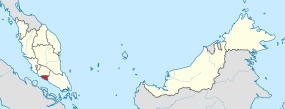 Map showing the location of the state of Melaka within Malaysia