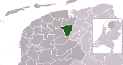 Highlighted position of Achtkarspelen in a municipal map of Friesland