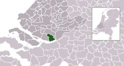 Highlighted position of Strijen in a municipal map of South Holland