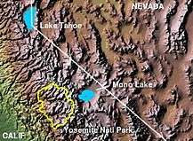 Relief map of Mono Lake and surrounding area