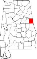 Map of Alabama highlighting Randolph County