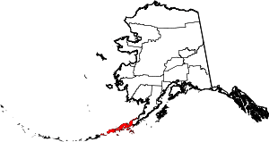 State map highlighting Aleutians East Borough