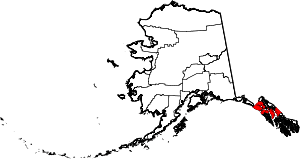 State map highlighting Hoonah–Angoon Census Area