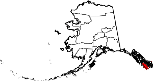 State map highlighting Prince of Wales-Hyder Census Area