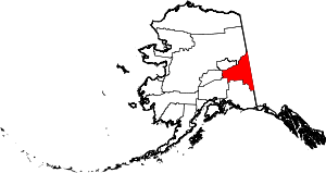 State map highlighting Southeast Fairbanks Census Area